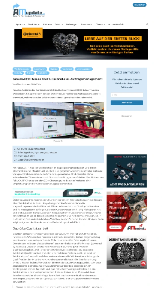 FabuCARFIX Auftragsmanagement-Tool zur Effizienzsteigerung in Werkstätten, veröffentlicht am 23.09.2024.